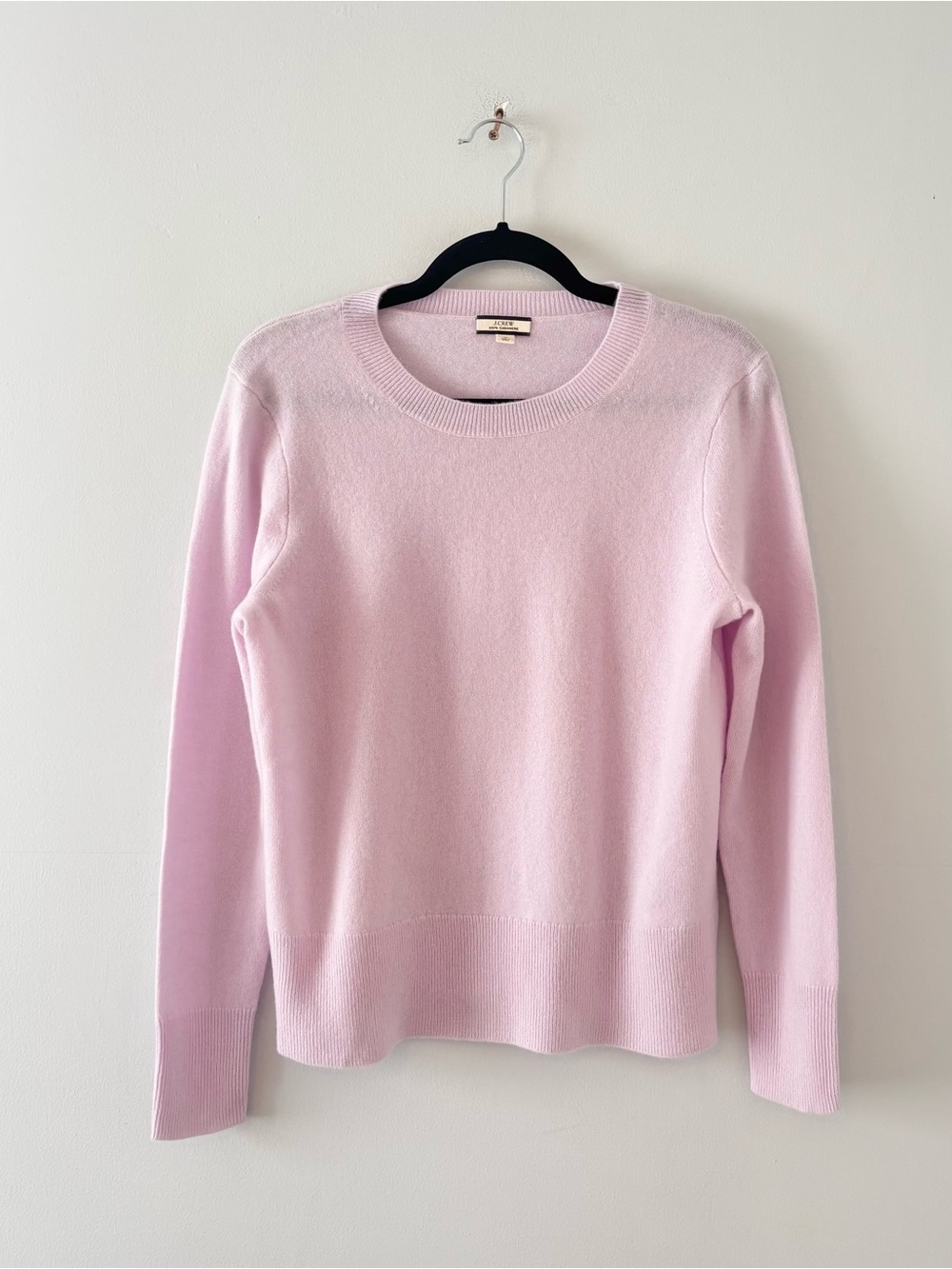 J. Crew Cashmere Classic Fit Crewneck Sweater Light Purple Boxy Fit Ribbed Trim